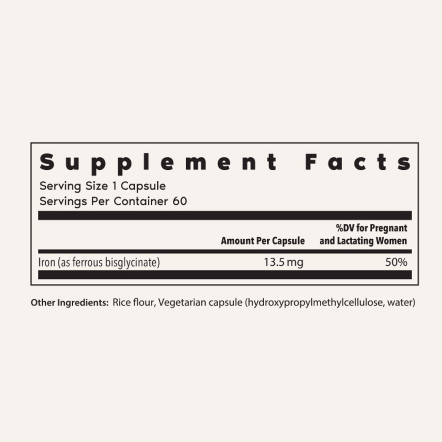 Supplement Facts for Chelated Iron Product