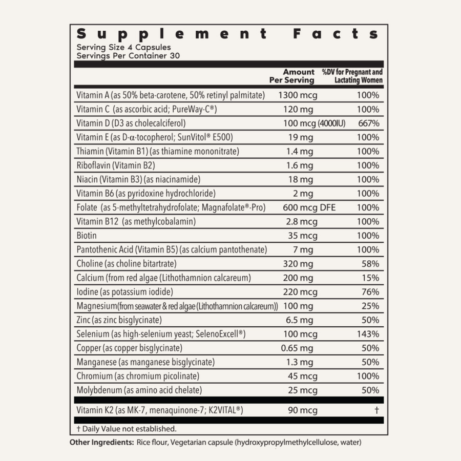 Prenatal Vitamin Supplement Facts